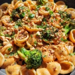 Cremige Erdnuss Brokkoli Orecchiette Pasta
