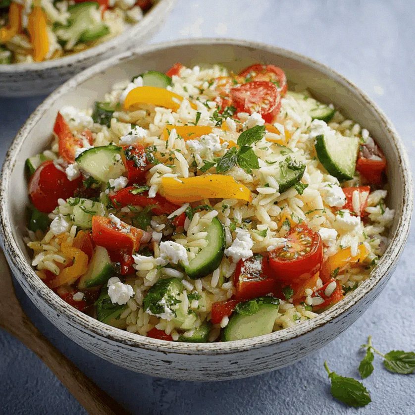 Frischer Kritharaki-Salat mit Feta und knackigem Gemüse – Schritt 2