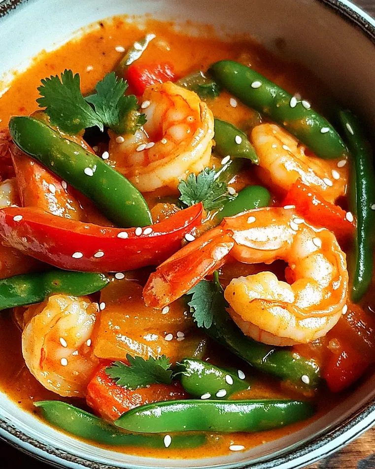Garnelencurry mit Zuckerschoten