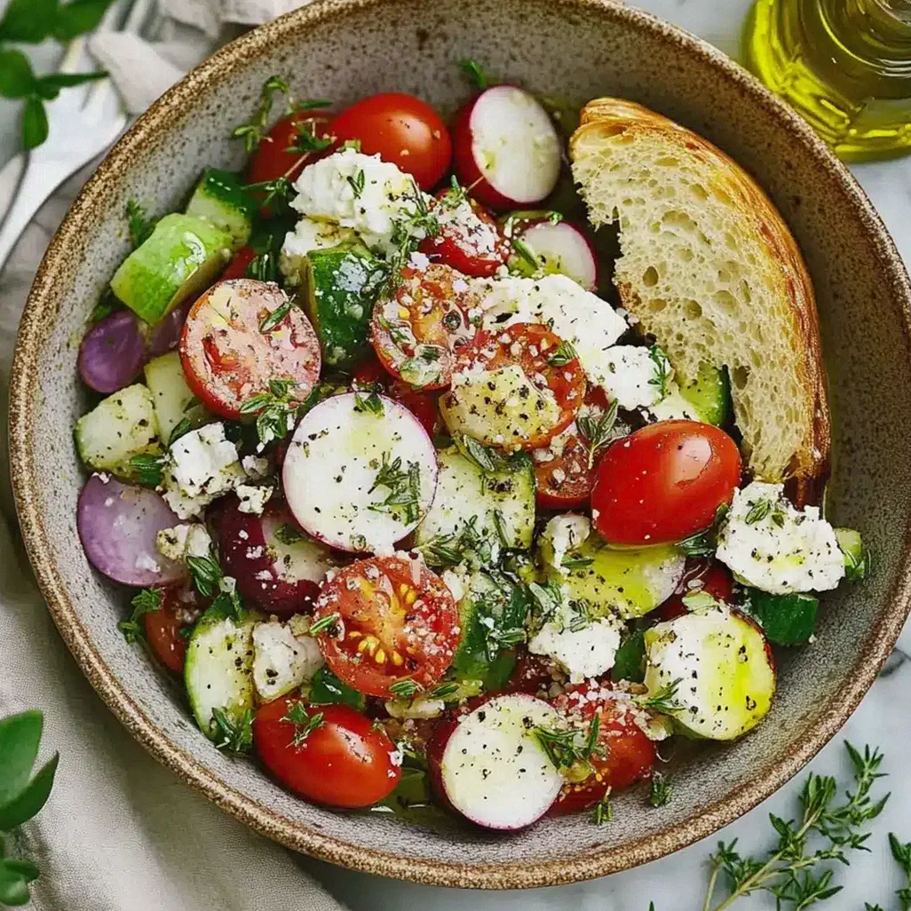 Griechischer Salat mit frischen Zutaten und einfachem Dressing – Schritt 1