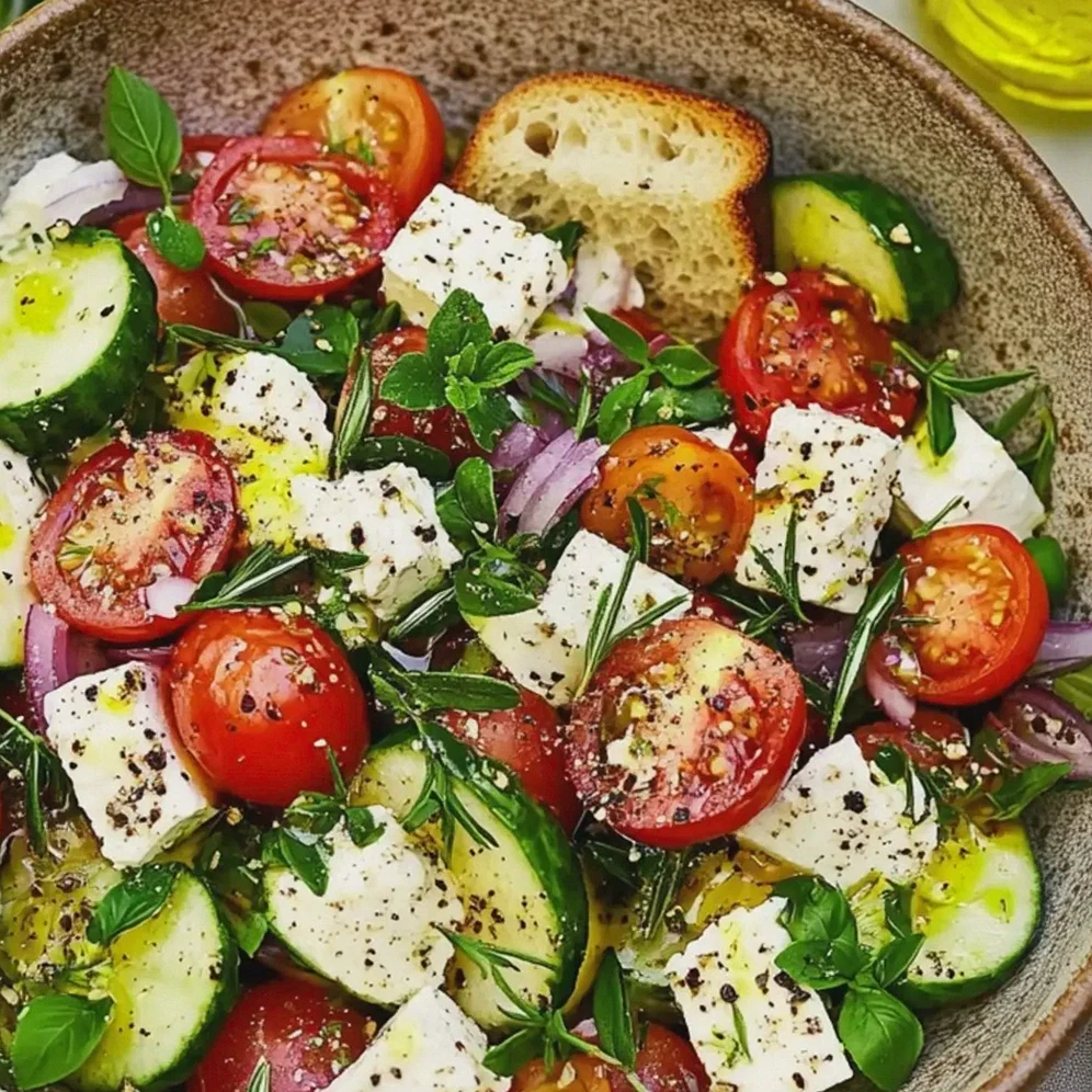 Griechischer Salat mit frischen Zutaten und einfachem Dressing – Schritt 2