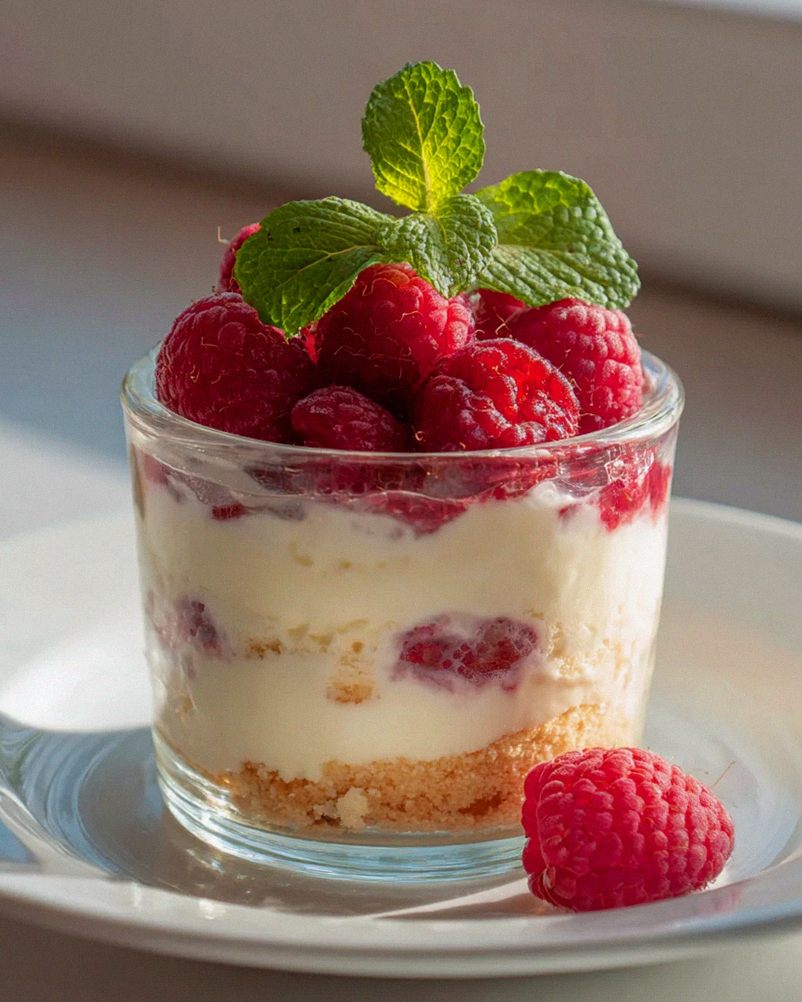 Käsekuchen im Glas mit Himbeeren – Schnell & Einfach genießen!
