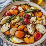 Pfirsichsalat frisch mit Mozzarella und Walnüssen