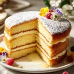 Schichtiger französischer Butterkuchen mit cremiger Füllung