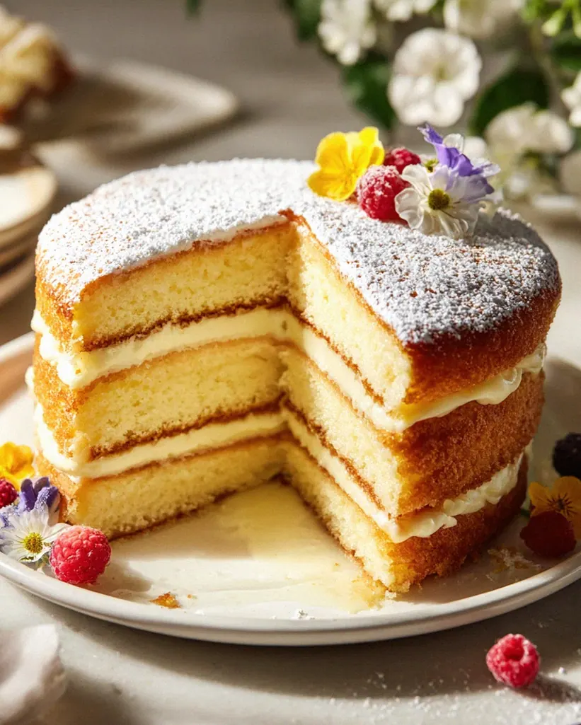 Schichtiger französischer Butterkuchen mit cremiger Füllung