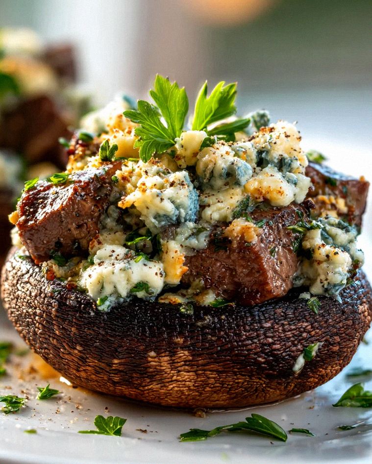 Steak & Blauschimmelkäse gefüllte Portobello – Herzhaft Genießen! – Schritt 1