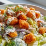 Super knuspriger Gnocchi Salat mit cremigem Joghurt-Dressing