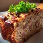 Traditioneller deutscher Potthucke mit Rinderschinkenstücken
